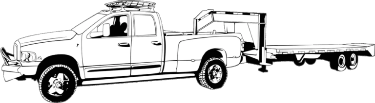 Graphical image of hotshot truck and trailer